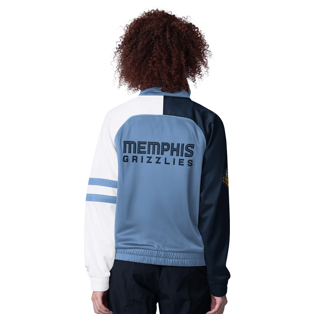 Veste de survêtement à fermeture éclair intégrale Starter bleu clair Memphis Grizzlies Line Up Dolman Raglan pour femme