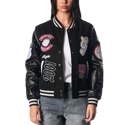 Veste universitaire à boutons-pression complète The Wild Collective pour femme Memphis Grizzlies City Edition 2024/25 noire