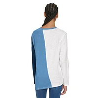 Women's Tommy Jeans White/Light Blue Memphis Grizzlies Amelia Color Blocked Long Sleeve T-Shirt