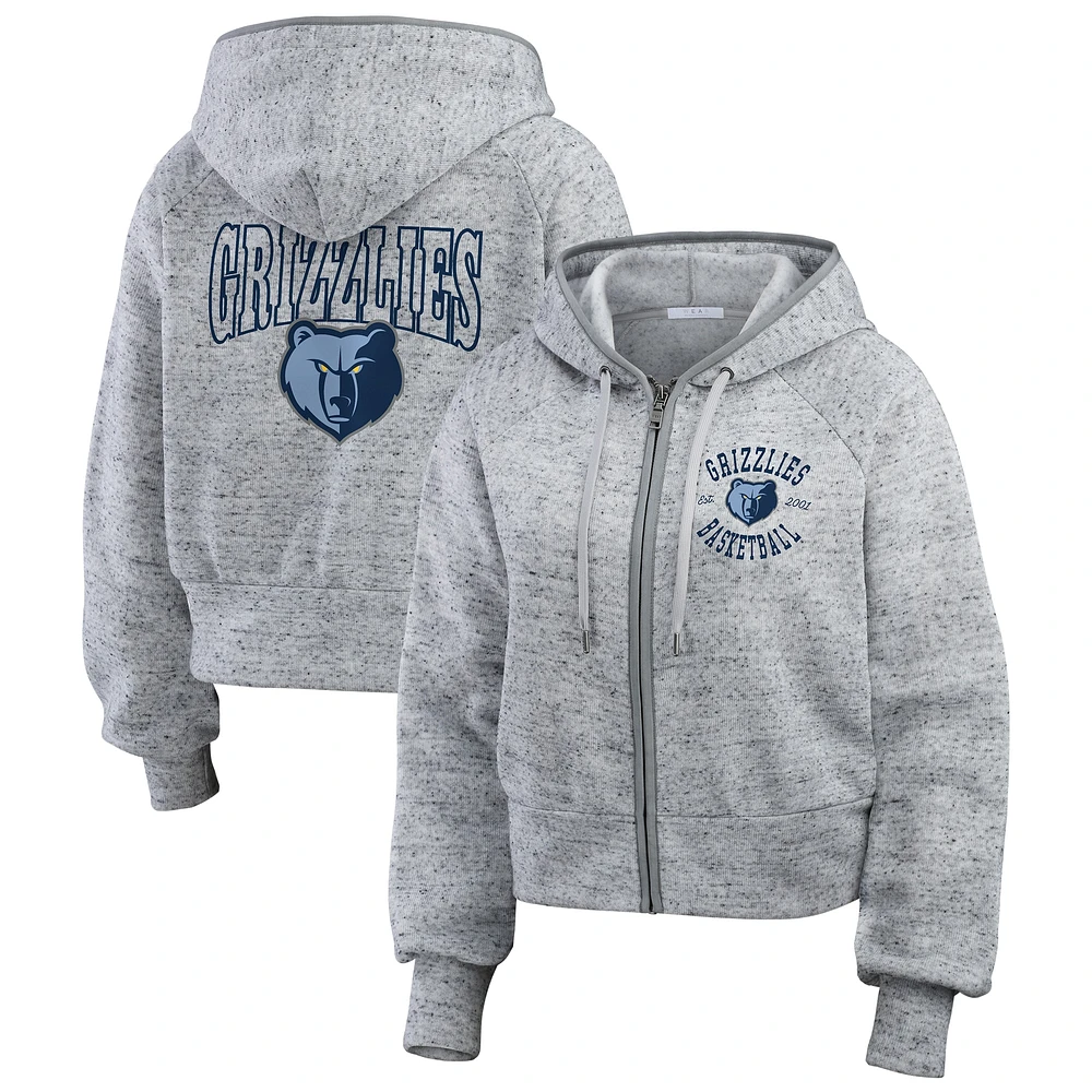 Women's WEAR by Erin Andrews Heather Gray Memphis Grizzlies Speckled Radiator Full-Zip Hoodie