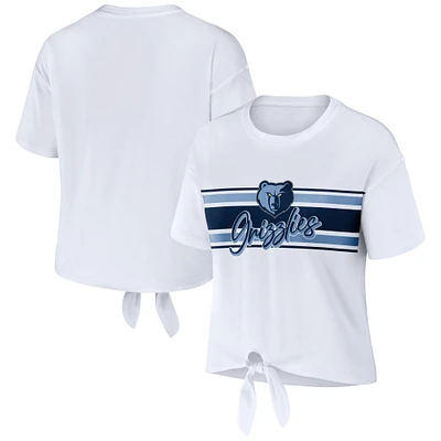 Women's WEAR by Erin Andrews  White Memphis Grizzlies Tie-Front T-Shirt