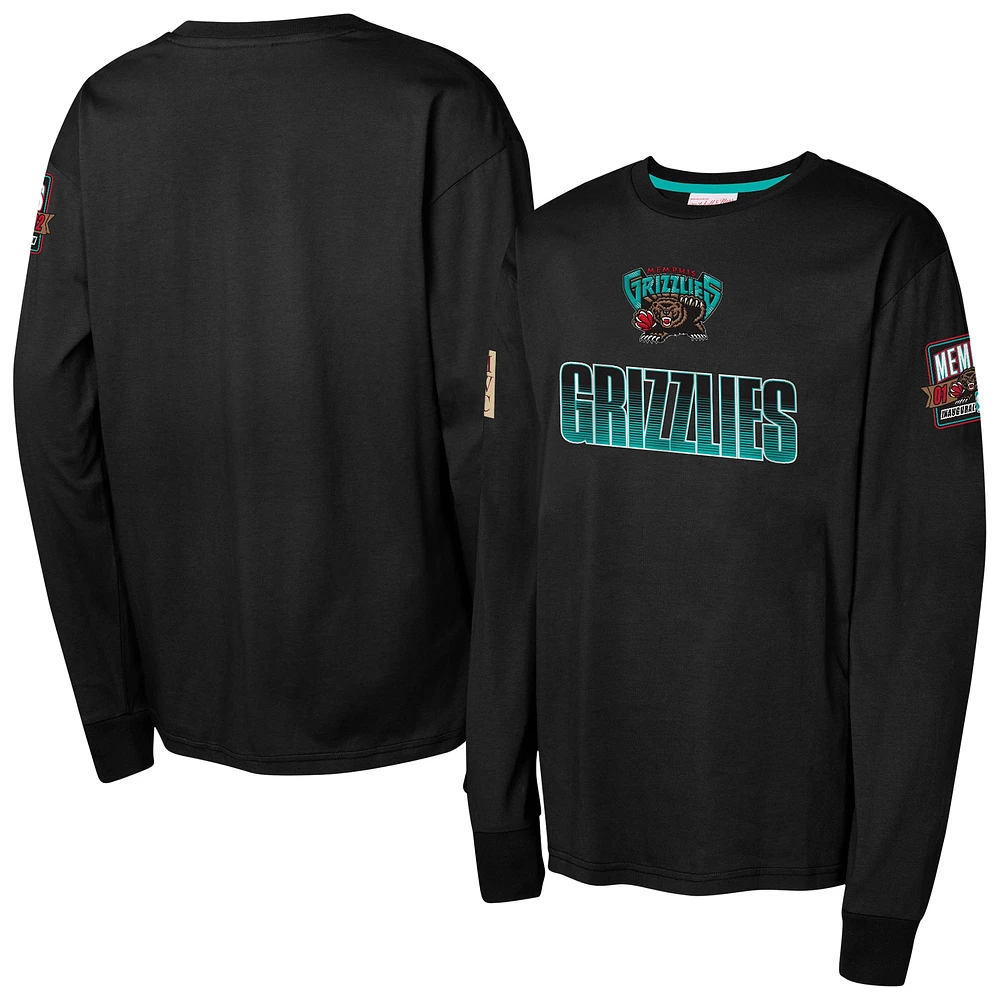 T-shirt à manches longues noir Mitchell & Ness pour jeunes Memphis Grizzlies Hardwood Classics