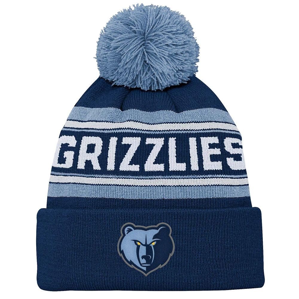 Bonnet en tricot à revers et pompon Memphis Grizzlies bleu marine pour jeune