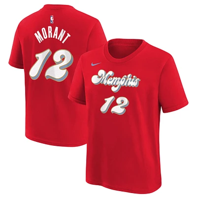 Youth Nike Ja Morant Red Memphis Grizzlies 2024/25 City Edition Name & Number T-Shirt