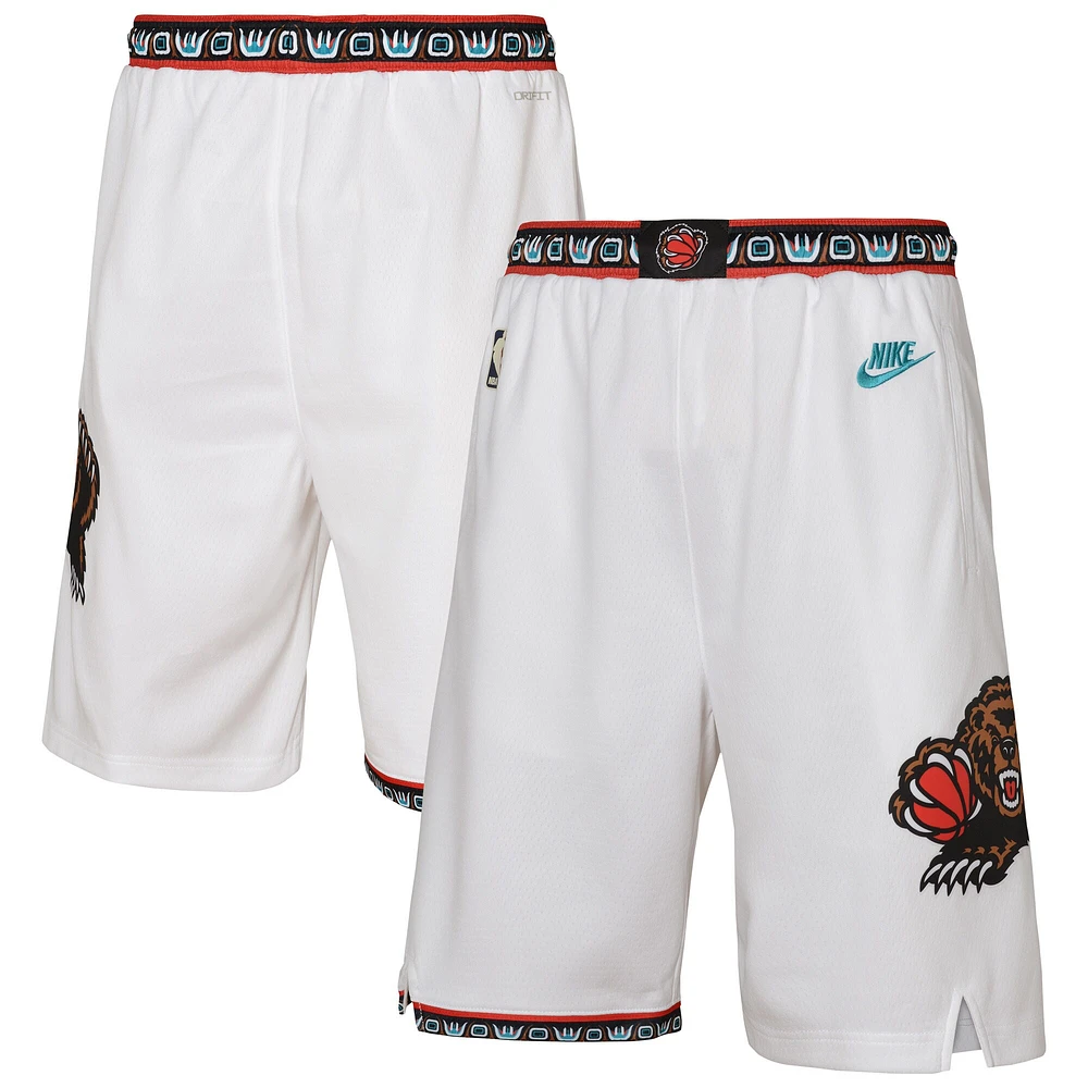 Short de performance Nike blanc Memphis Grizzlies 2024/25 City Edition Swingman pour jeune