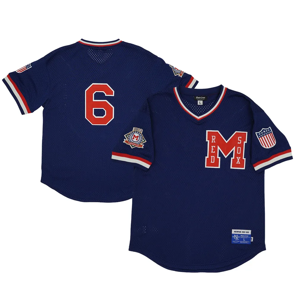 Maillot Homme Rings & Crwns #6 Navy Memphis Red Sox Mesh Replica V-Neck