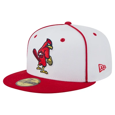 Men's New Era  White/Red Memphis Redbirds Authentic Collection 59FIFTY Fitted Hat