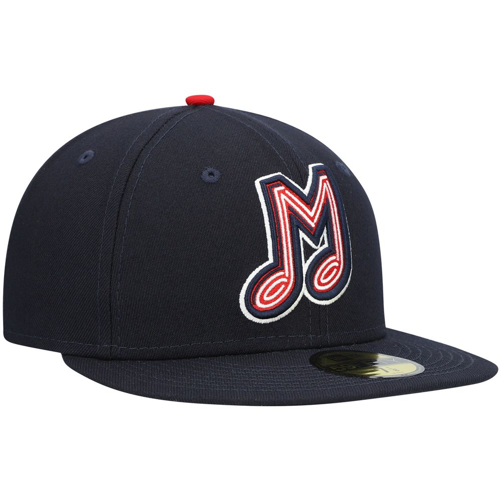 Men's New Era Navy Memphis Redbirds Authentic Collection Road 59FIFTY Fitted Hat