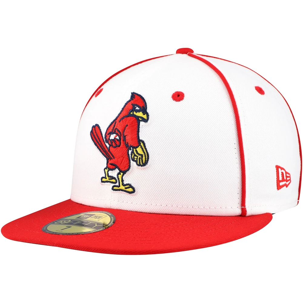 Casquette ajustée 59FIFTY de la collection Authentic Memphis Redbirds New Era pour hommes, blanc/rouge