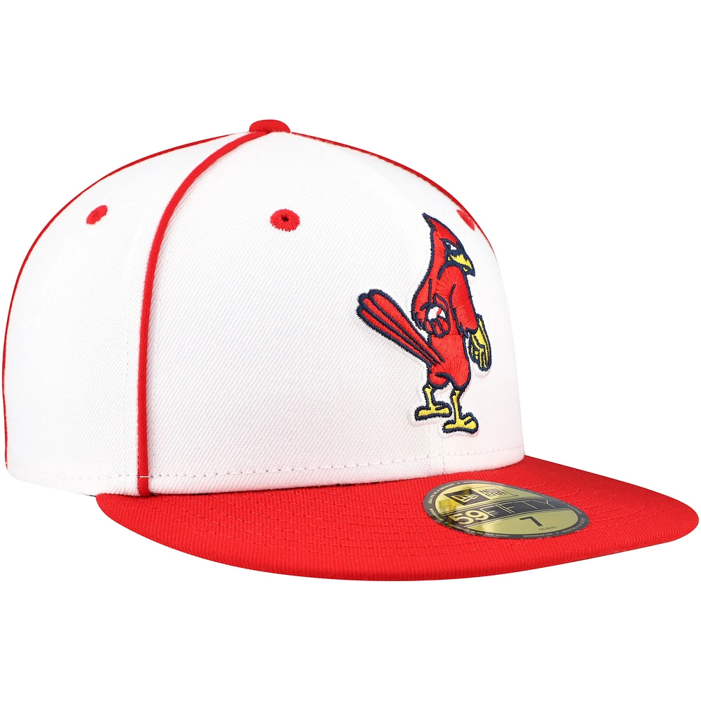 Casquette ajustée 59FIFTY de la collection Authentic Memphis Redbirds New Era pour hommes, blanc/rouge