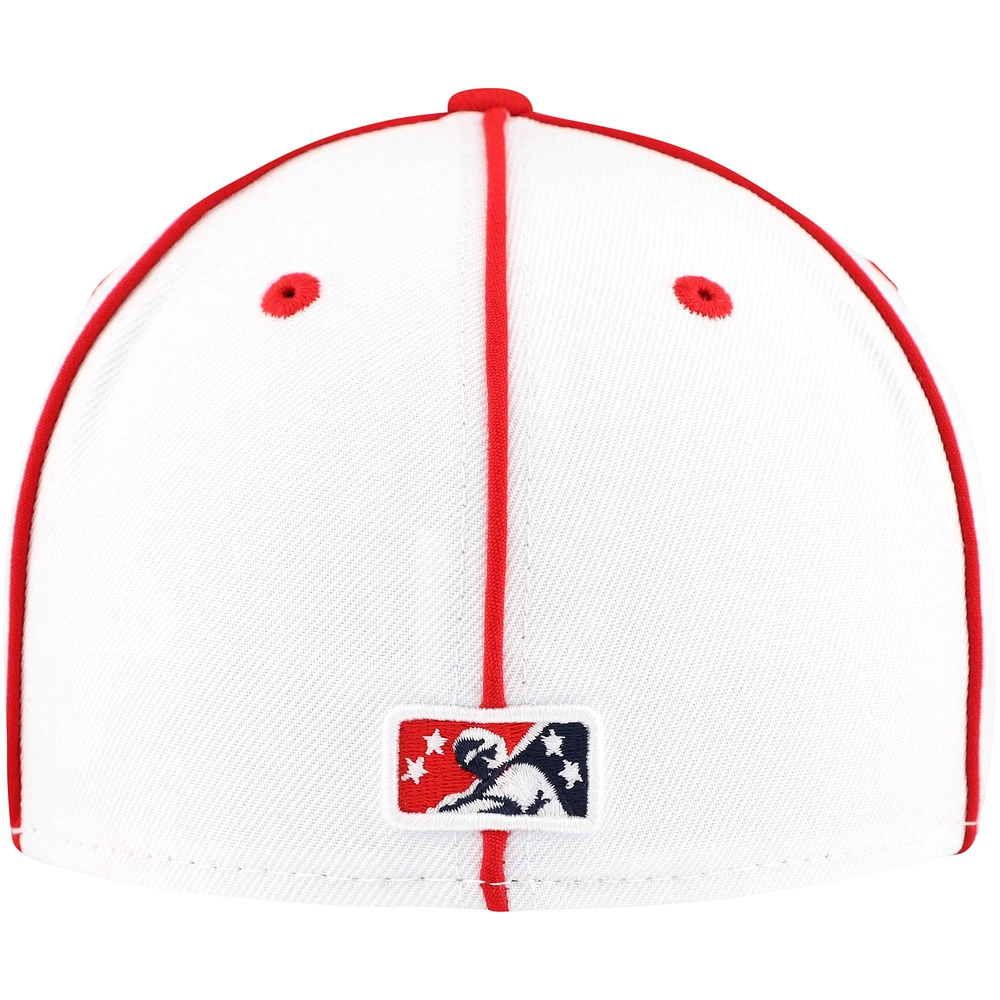 Casquette ajustée 59FIFTY de la collection Authentic Memphis Redbirds New Era pour hommes, blanc/rouge