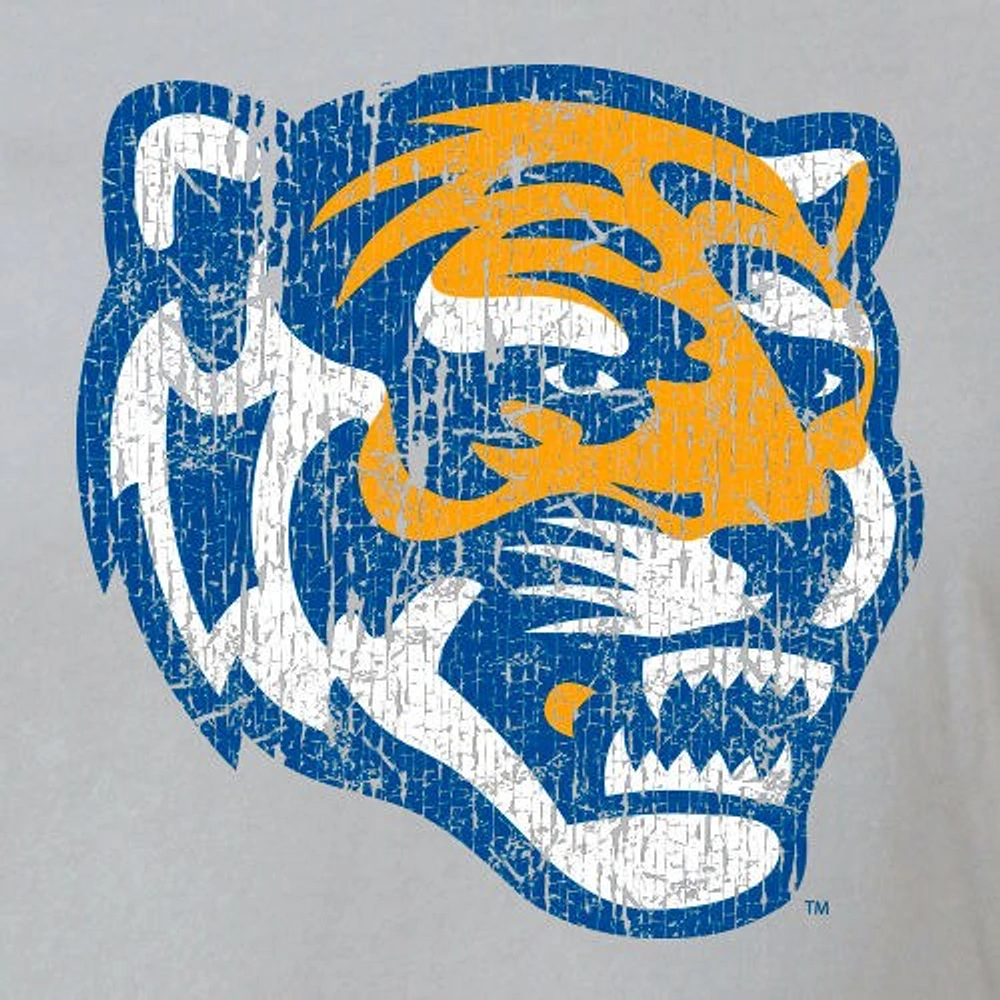 Memphis Tigers Ladies Distressed Logo Vintage Long Sleeve Boatneck T-Shirt - Cream