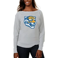 Memphis Tigers Ladies Distressed Logo Vintage Long Sleeve Boatneck T-Shirt - Cream