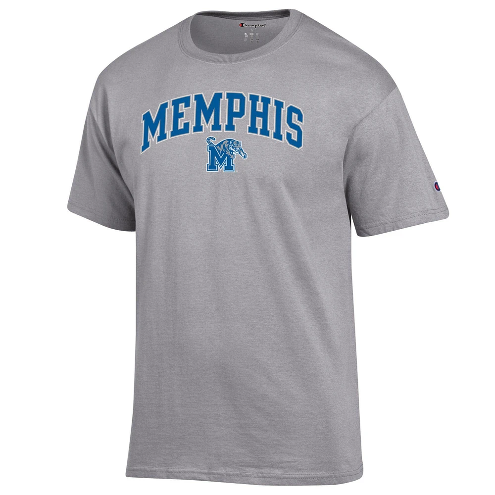Men's Champion  Heather Gray Memphis Tigers Arch Over Logo T-Shirt