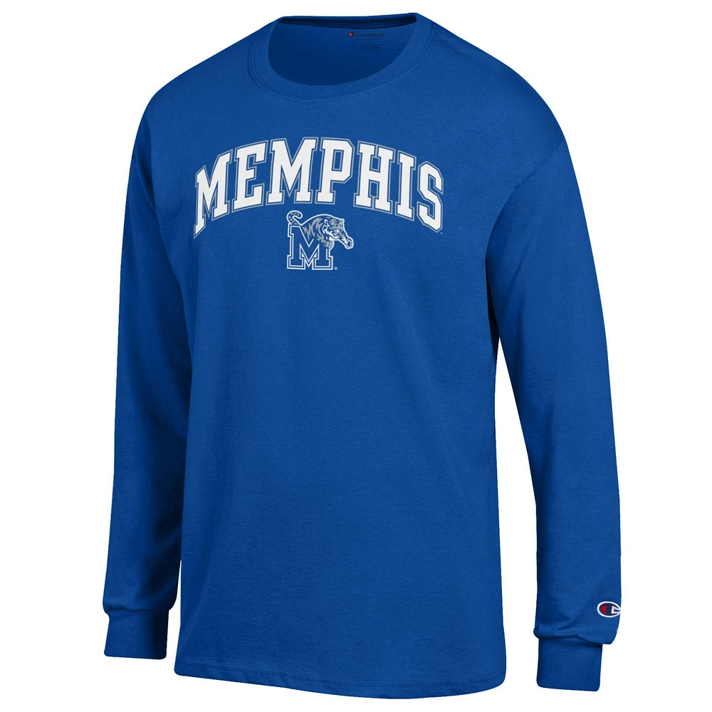 Men's Champion  Royal Memphis Tigers Arch Over Logo Long Sleeve T-Shirt