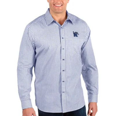 Men's Antigua Gray/Navy Dallas Cowboys Deliver Button-Down Polo