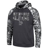 Men's Colosseum Charcoal Memphis Tigers OHT Military Appreciation Digital Camo Pullover Hoodie