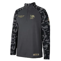 Men's Colosseum Charcoal Memphis Tigers OHT Military Appreciation Long Range Raglan Quarter-Zip Jacket