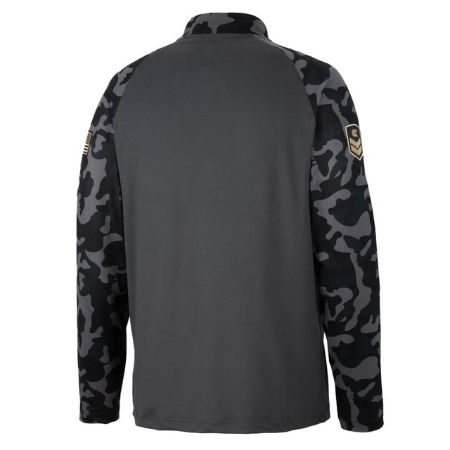 Colosseum Charcoal Memphis Tigers OHT Military Appreciation Long Range Raglan Quarter-Zip Jacket