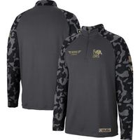 Men's Colosseum Charcoal Memphis Tigers OHT Military Appreciation Long Range Raglan Quarter-Zip Jacket