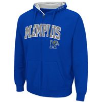 Men's Colosseum Royal Memphis Tigers Arch & Logo 3.0 Full-Zip Hoodie