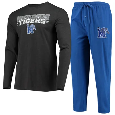 Memphis Tigers Concepts Sport Meter Long Sleeve T-Shirt & Pants Sleep Set - Royal/Heathered Charcoal