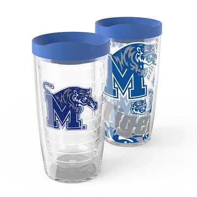 Tervis Memphis Tigers, paquet de 2, 16 oz. Ensemble de gobelets concurrents et emblèmes