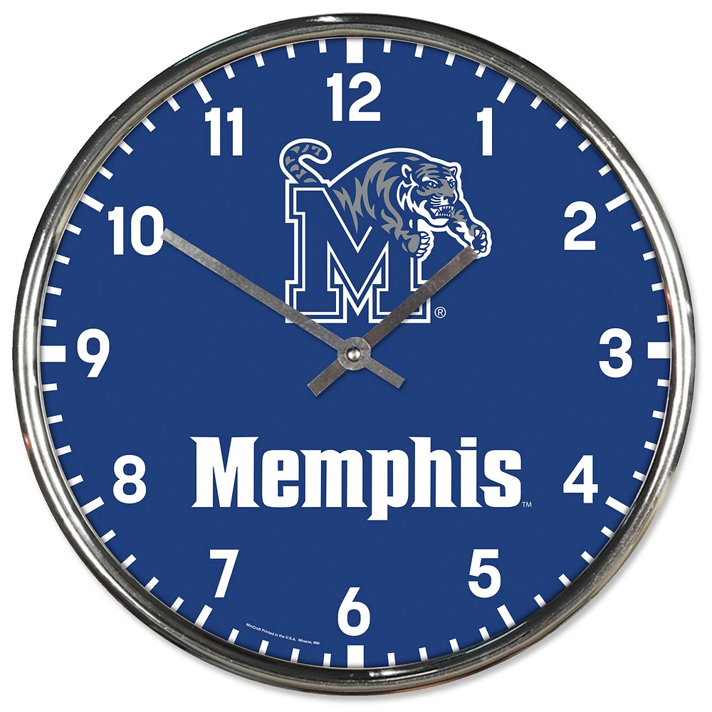 WinCraft Memphis Tigers Horloge murale chromée