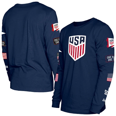 Men's 5th & Ocean by New Era  Navy USMNT Gameday Long Sleeve T-Shirt