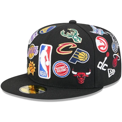 Men's New Era  Black 2025 All-Star Game Allover Logos Fitted 59Fifty Snapback Hat