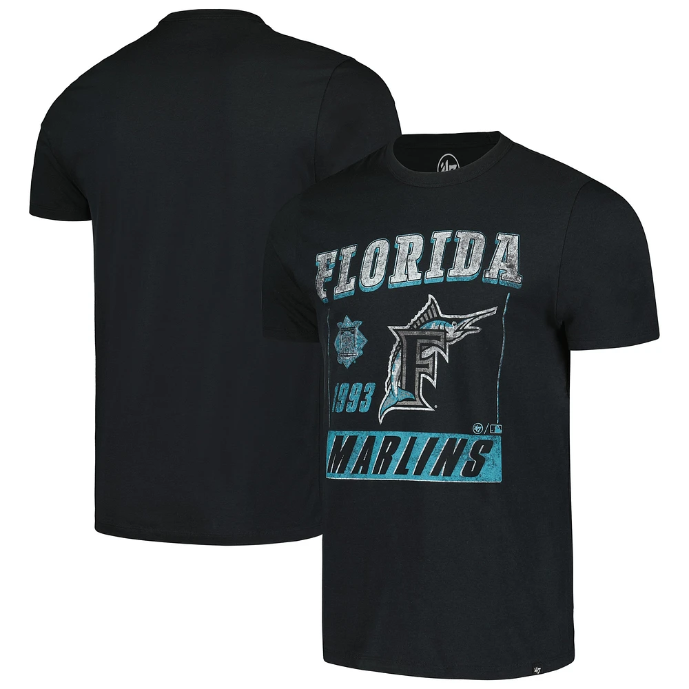 Men's '47 Black Florida Marlins Outlast Franklin T-Shirt