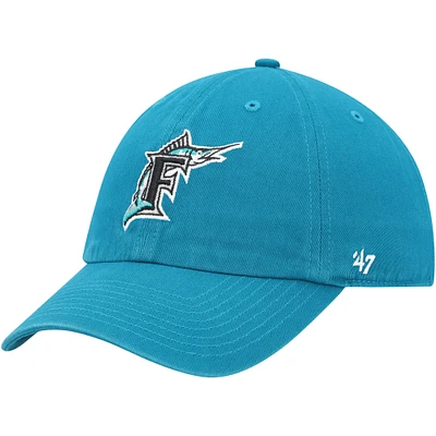 Casquette ajustable Clean Up de la collection Cooperstown des Marlins de la Floride '47 bleu sarcelle pour hommes