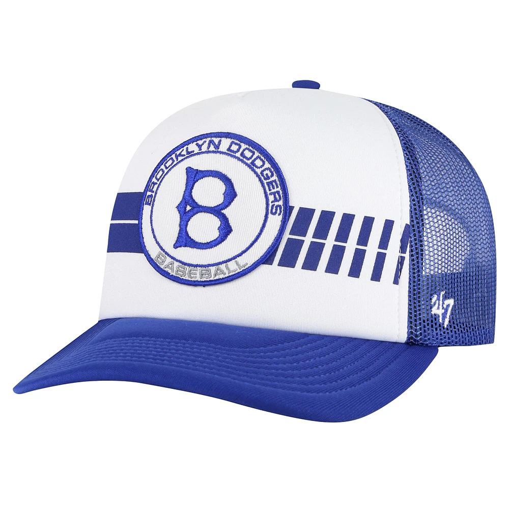 Men's '47 White/Royal Brooklyn Dodgers Cooperstown Collection Wax Pack Express Trucker Adjustable Hat