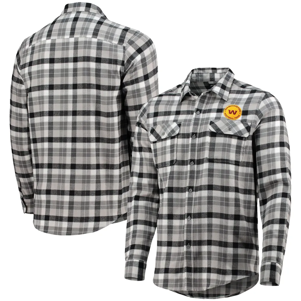 Pittsburgh Steelers Antigua Women's Ease Flannel Button-Up Long Sleeve Shirt  - Black/Gray