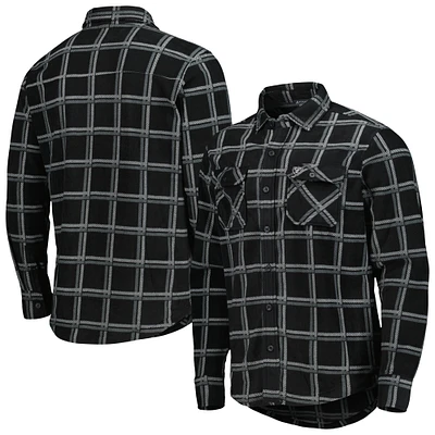 Men's Antigua Black Las Vegas Raiders Industry Flannel Button-Up Shirt Jacket