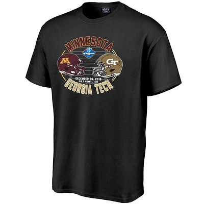 T-shirt bleu 84 noir pour homme Minnesota Golden Gophers contre Georgia Tech Yellow Jackets 2018 Quick Lane Bowl Matchup