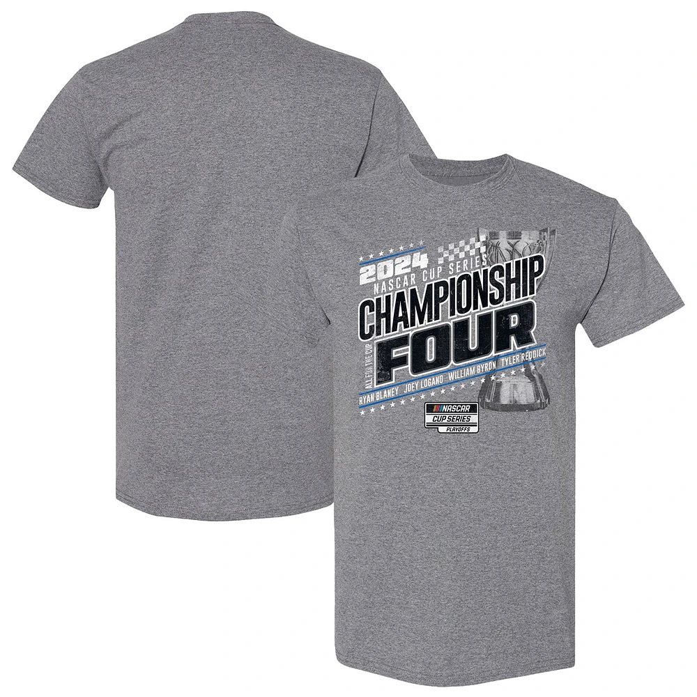 T-shirt à damier pour homme, gris chiné, NASCAR Cup Series Championship Four 2024