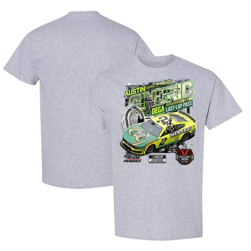Men's Checkered Flag Sports Heather Gray Austin Cindric Jack Link's 500 Race Winner T-Shirt