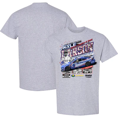 Men's Checkered Flag Sports Heather Gray Kyle Larson 2025 AdventHealth 400 Race Winner T-Shirt
