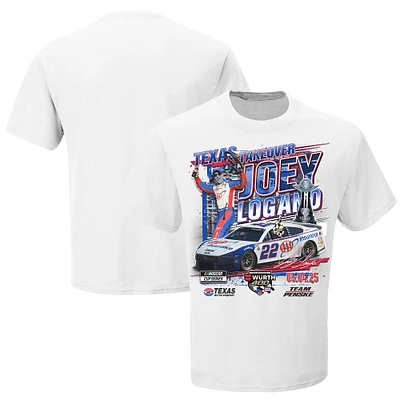 Men's Checkered Flag Sports White Joey Logano 2025 Wurth 400 Race Winner T-Shirt