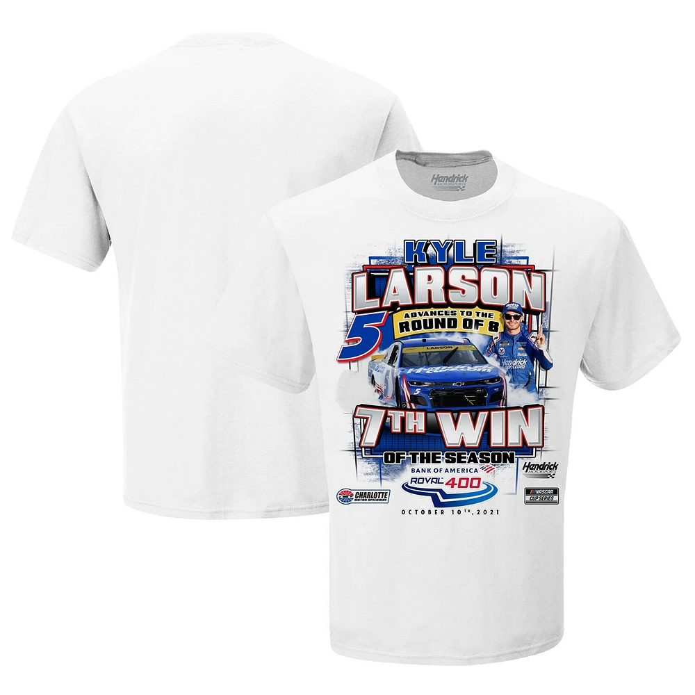 Men's Checkered Flag White Kyle Larson 2021 Bank of America Roval 400 Race Winner T-Shirt