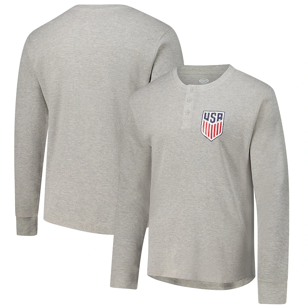 Men's Concepts Sport Gray USMNT Region Thermal Knit Henley Long Sleeve T-Shirt