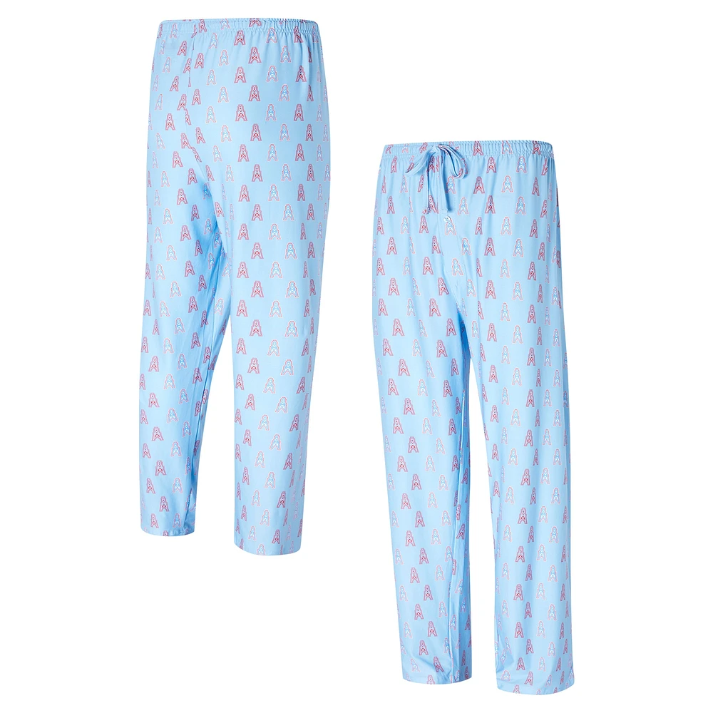 Pantalon en tricot bleu clair Houston Oilers Gridiron Classics Record All Over pour homme de Concepts Sport