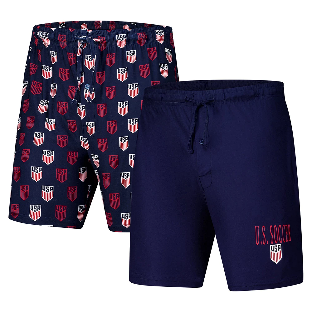 Men's Concepts Sport Navy USMNT Record 2-Pack Short Set