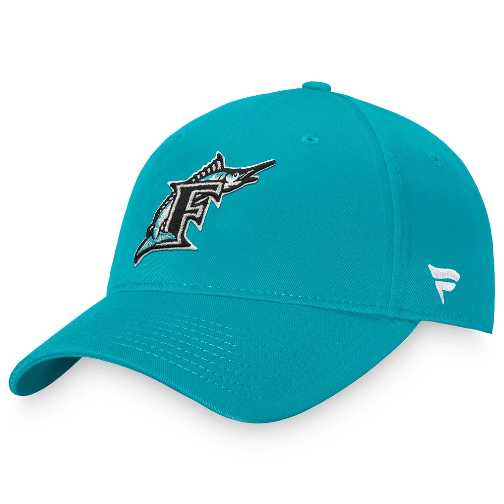 Men's Fanatics Aqua Miami Marlins Cooperstown Collection Core Adjustable Hat