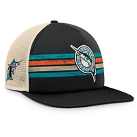Men's Fanatics Black/Natural Florida Marlins Cooperstown Collection Powers Snapback Hat