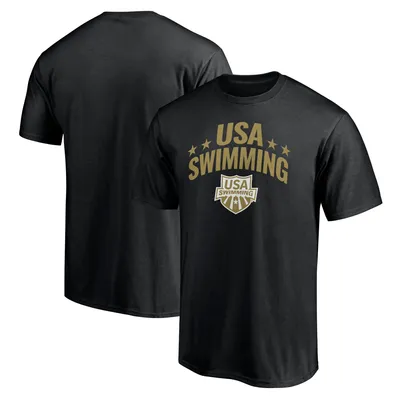 USA Swimming Fanatics Branded Core Stack Logo T-Shirt - Black