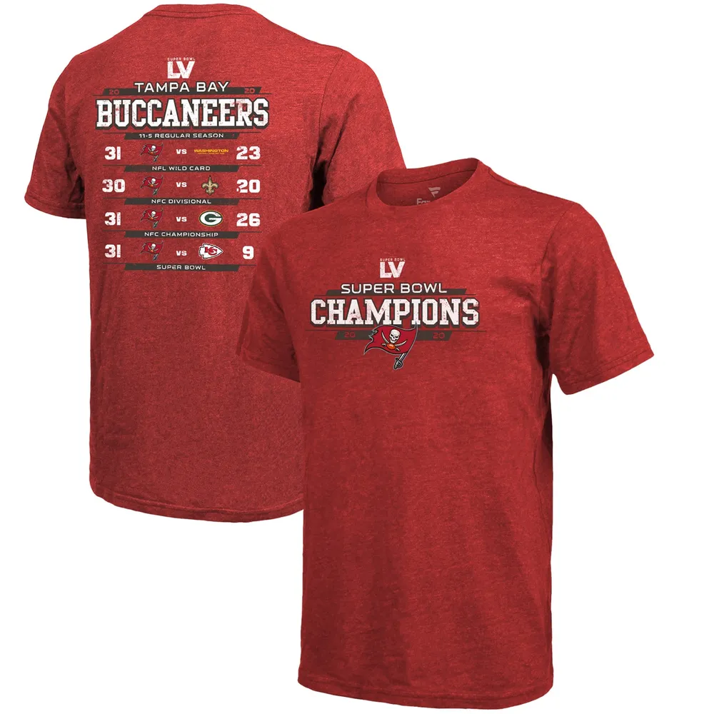 Fanatics Branded Men's Fanatics Branded Red Tampa Bay Buccaneers Super Bowl  LV Champions Running Back Schedule T-Shirt