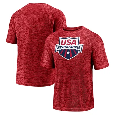 USA Swimming Fanatics Branded Core Primary Logo Raglan T-Shirt - Red