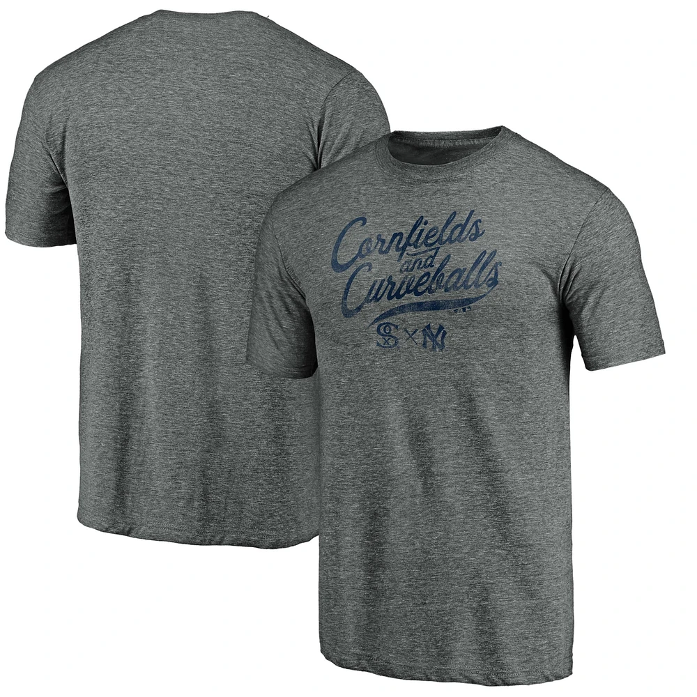 Fanatics pour hommes gris New York Yankees contre Chicago White Sox 2021 Field of Dreams Cornfields & Curveballs T-shirt triple mélange